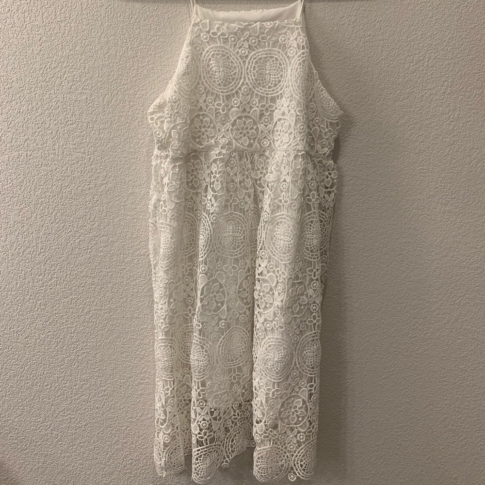 White Crochet Mini Dress
